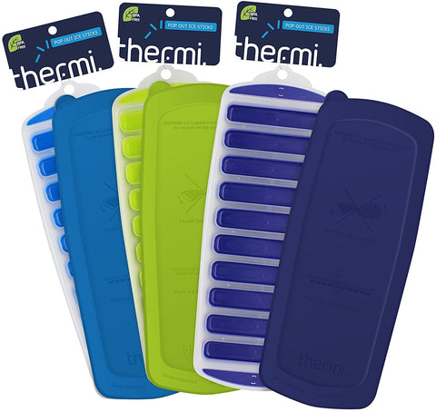 3 Pack THERMI Replacement Lids Silicone Ice Tray (Frost Blue, Lime Green, Midnight Blue)